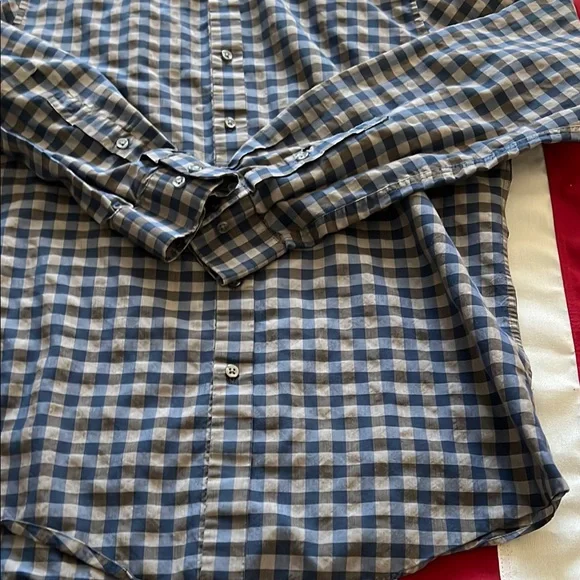 Checkered Blue and Grey Button-Up Shirt - Picture 3 of 15